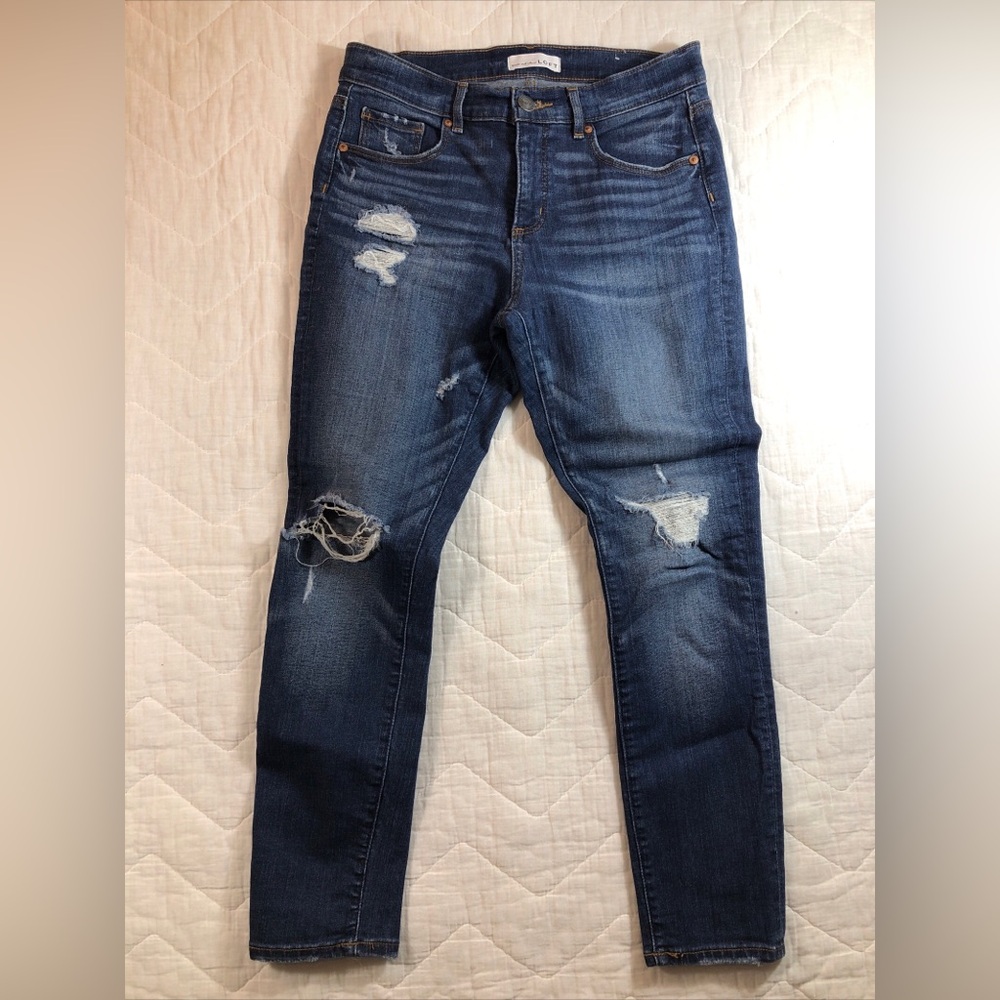 Loft Jeans Women’s Size 28/6 Denim Blue‎ Modern Skinny Mid Rise Distressed